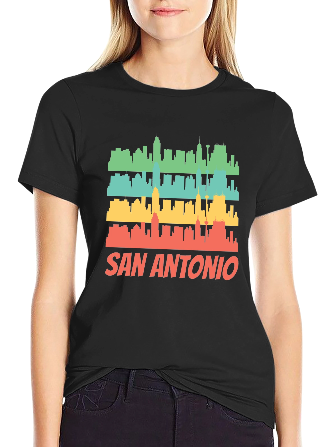 San Antonio Skyline Retro Graphic T-Shirt