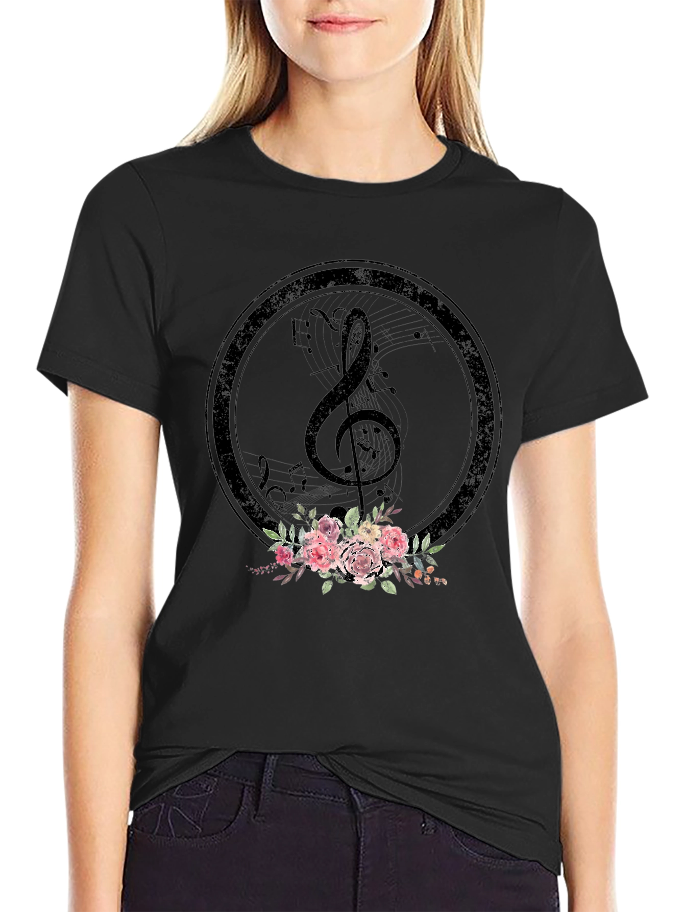 Floral Music Note T-Shirt