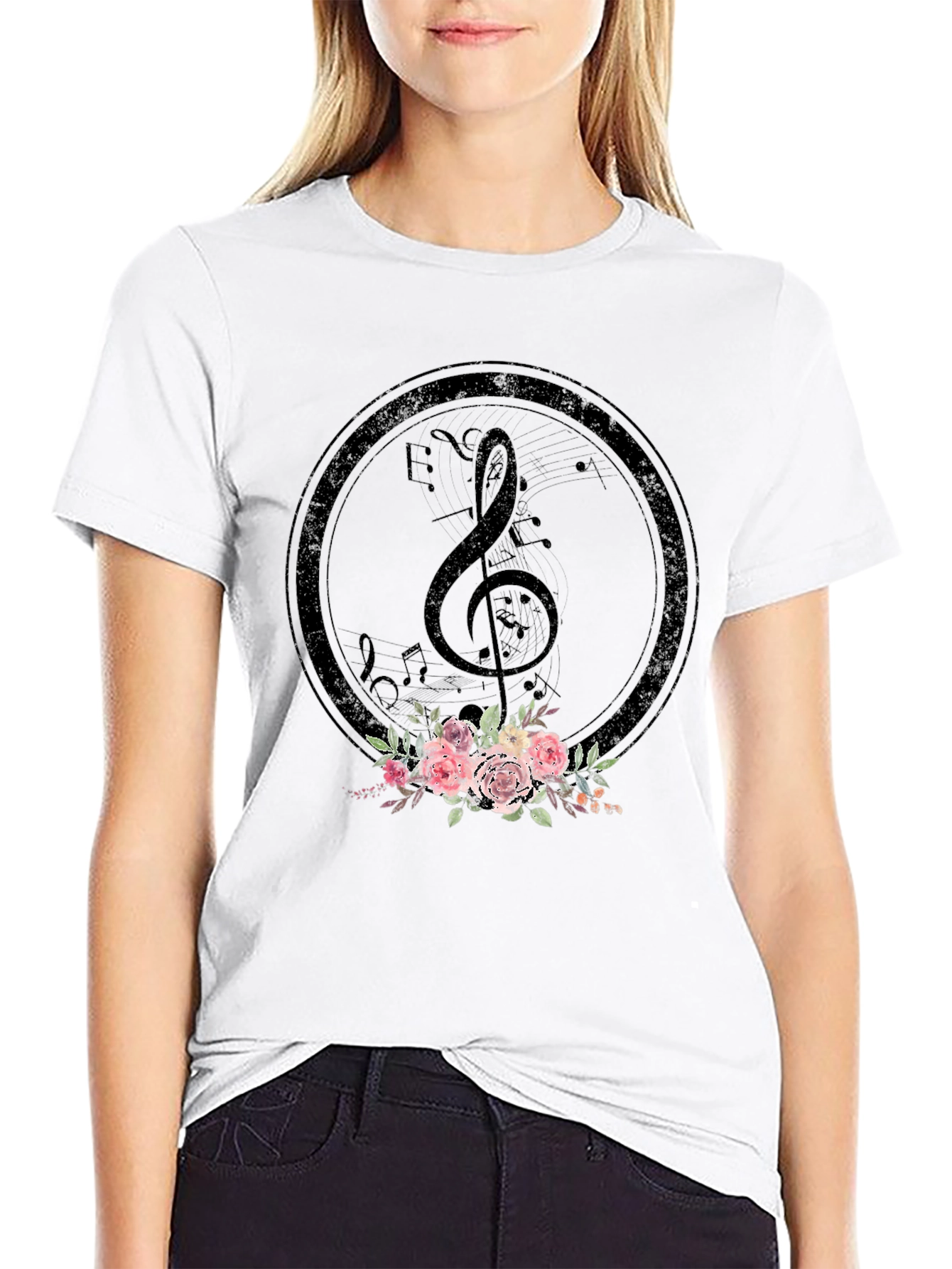 Floral Music Note T-Shirt