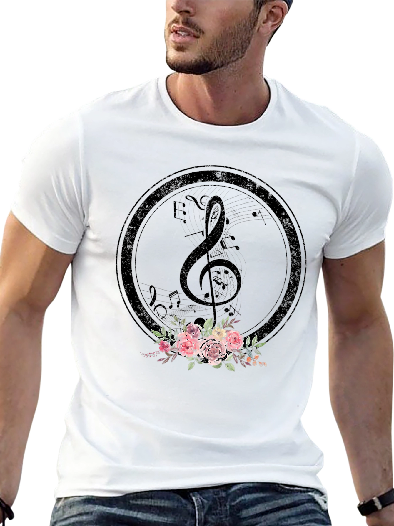 Floral Music Note T-Shirt