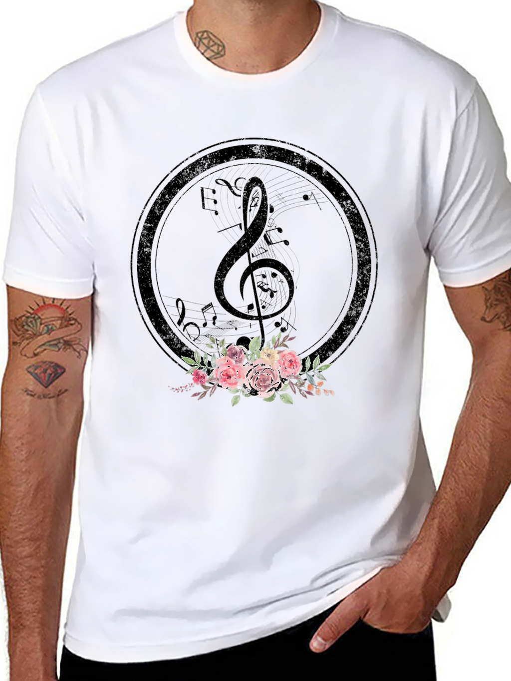 Floral Music Note T-Shirt