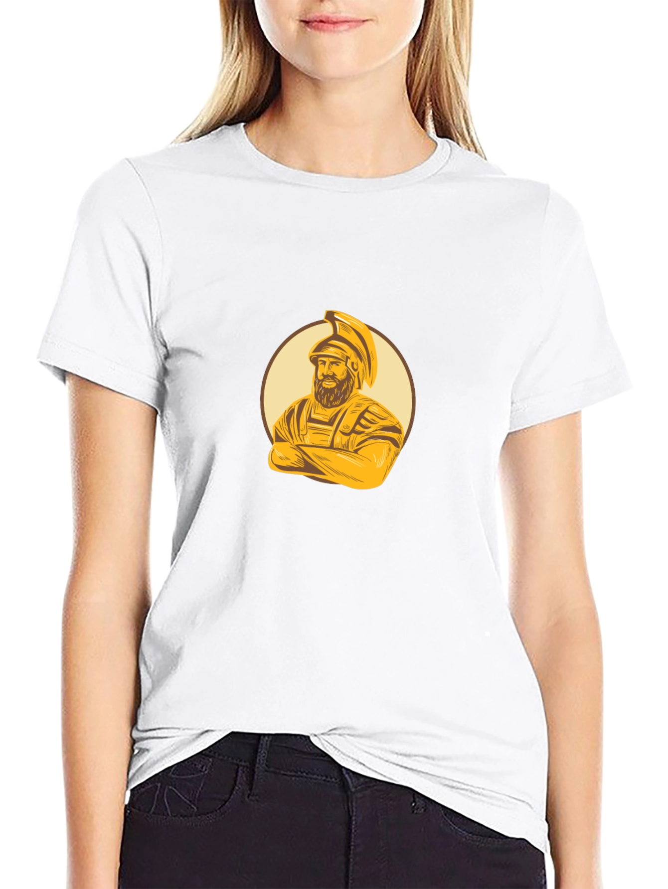 Spartan Warrior Graphic Tee - Black Cotton Blend