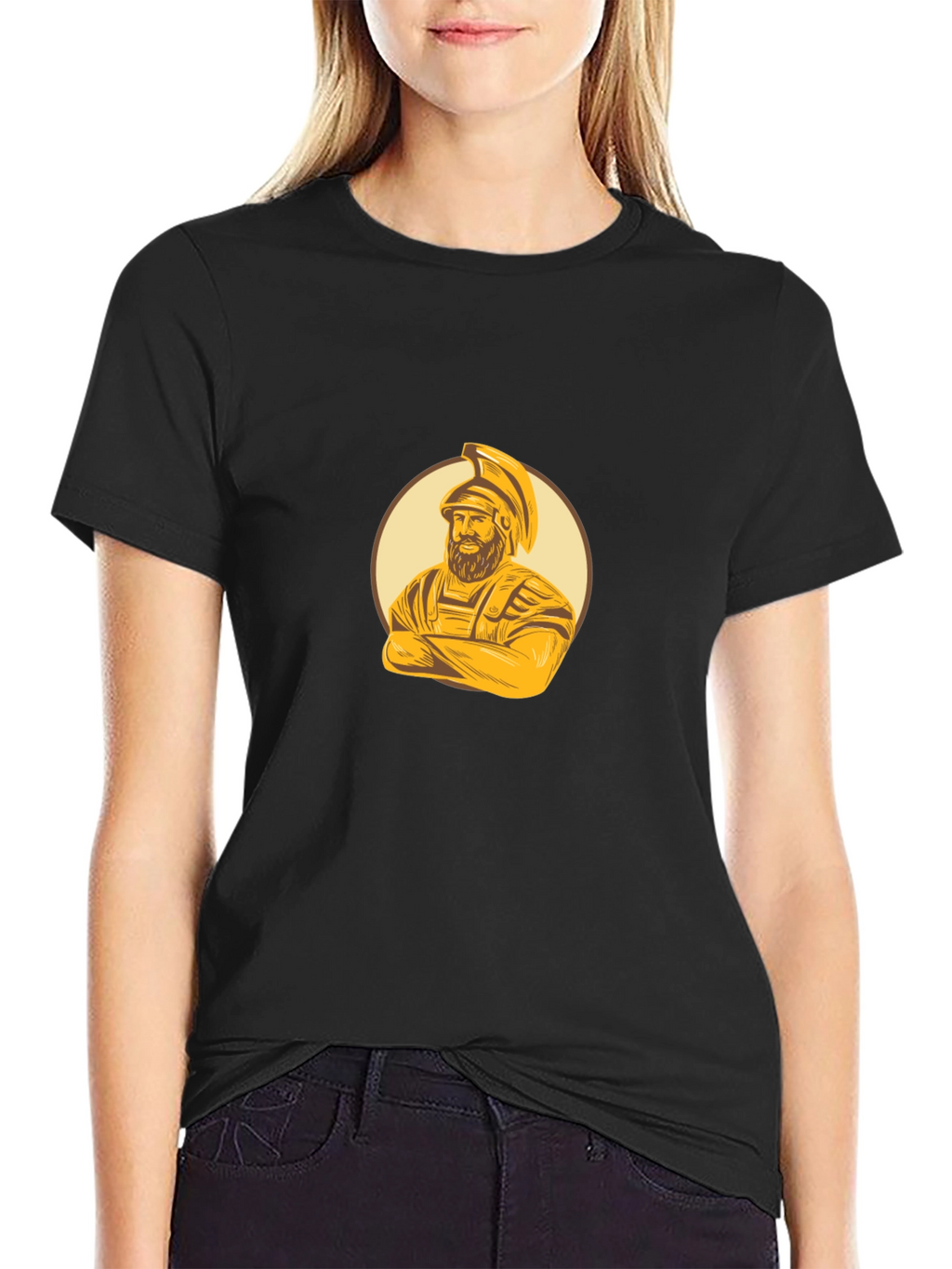 Spartan Warrior Graphic Tee - Black Cotton Blend