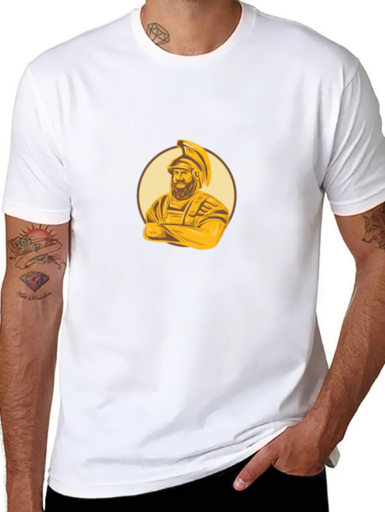 Spartan Warrior Graphic Tee - Black Cotton Blend