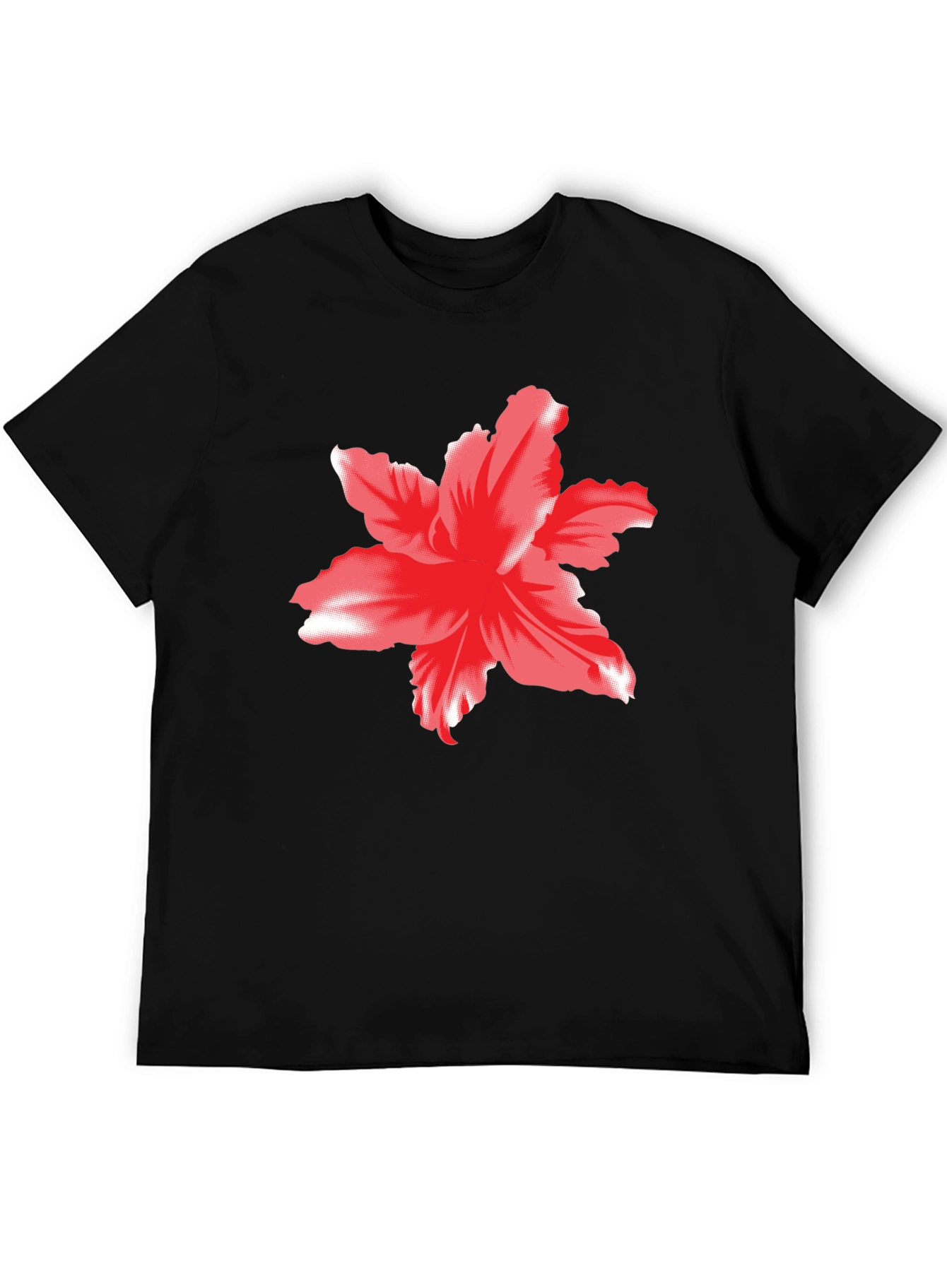 Bold Floral Graphic Tee - Black Cotton T-Shirt