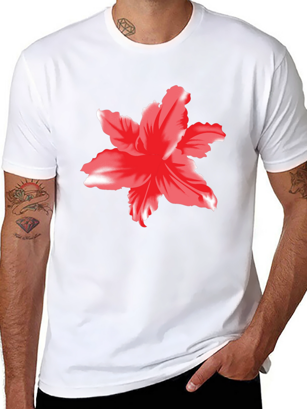 Bold Floral Graphic Tee - Black Cotton T-Shirt
