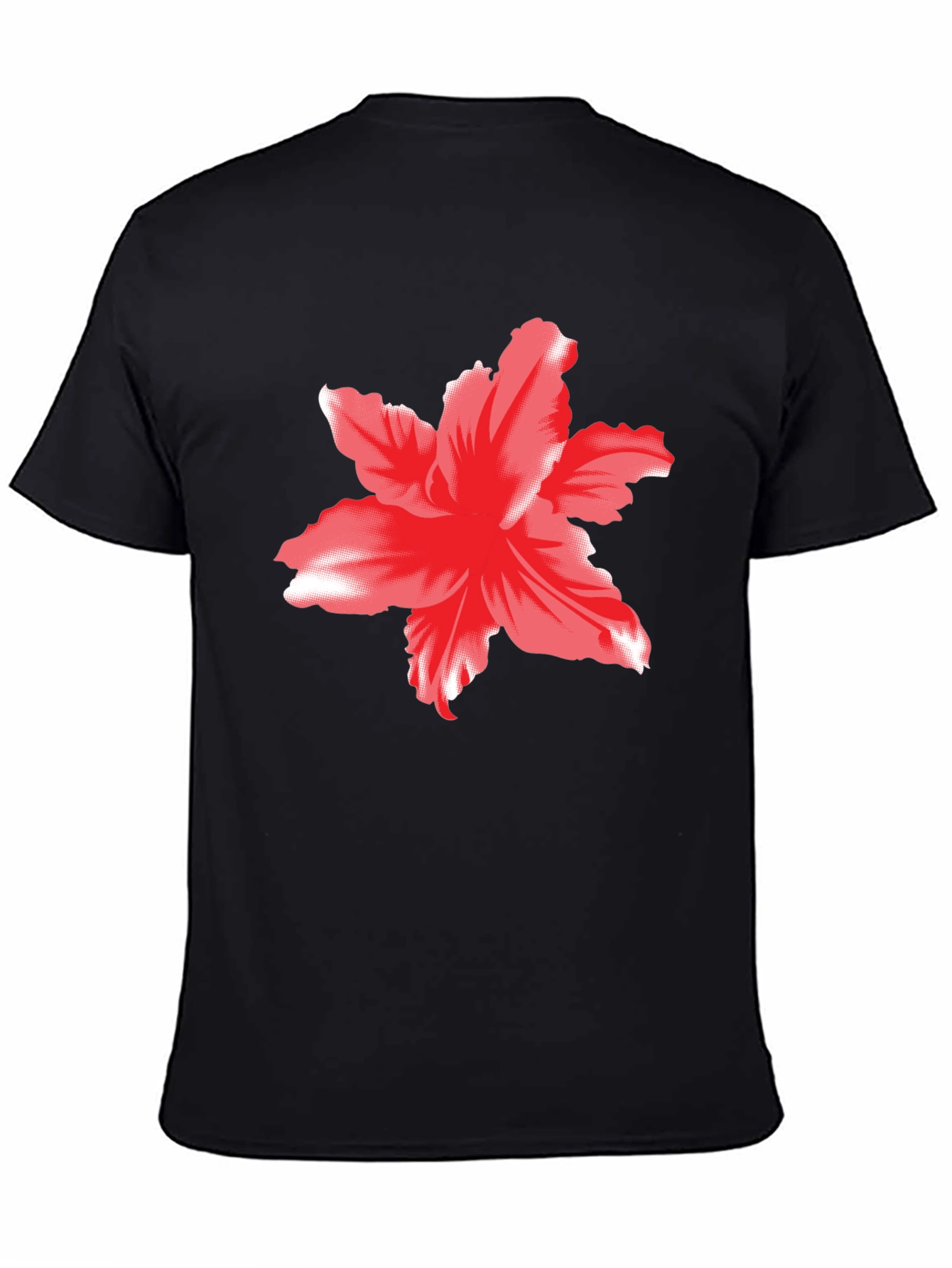 Bold Floral Graphic Tee - Black Cotton T-Shirt