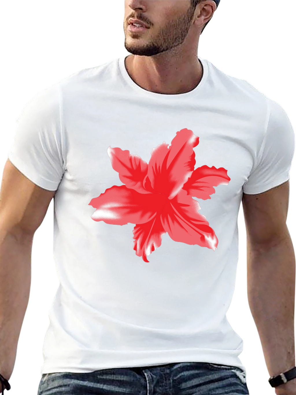 Bold Floral Graphic Tee - Black Cotton T-Shirt