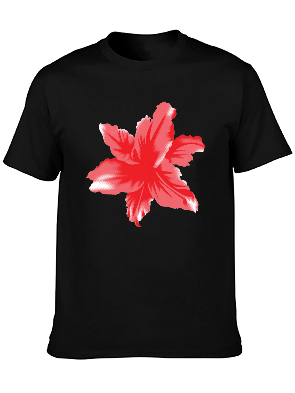 Bold Floral Graphic Tee - Black Cotton T-Shirt