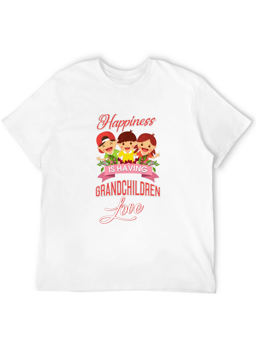 Happiness Grandchildren Love Black Graphic T-Shirt