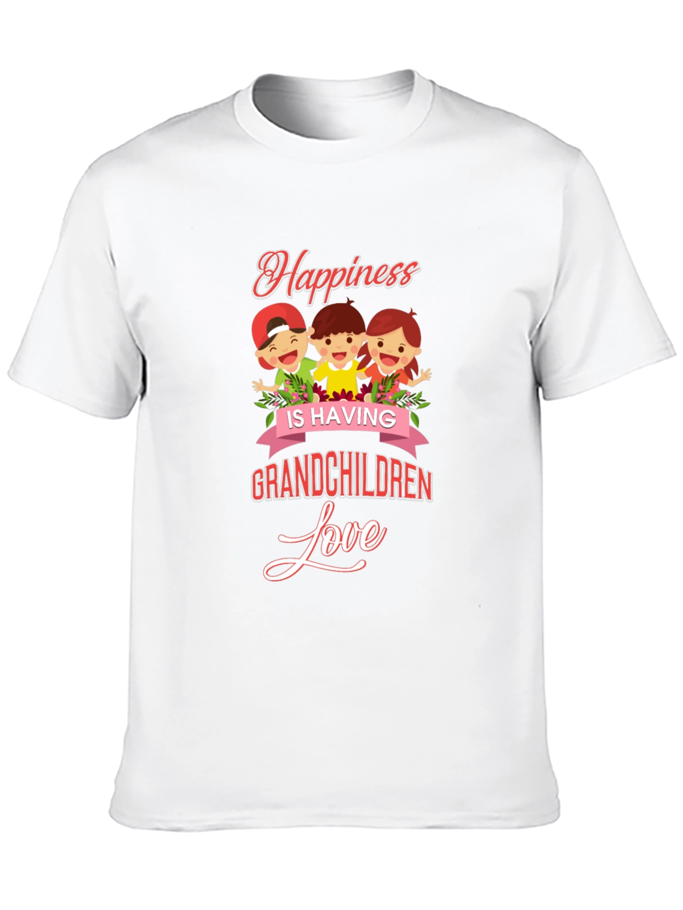 Happiness Grandchildren Love Black Graphic T-Shirt
