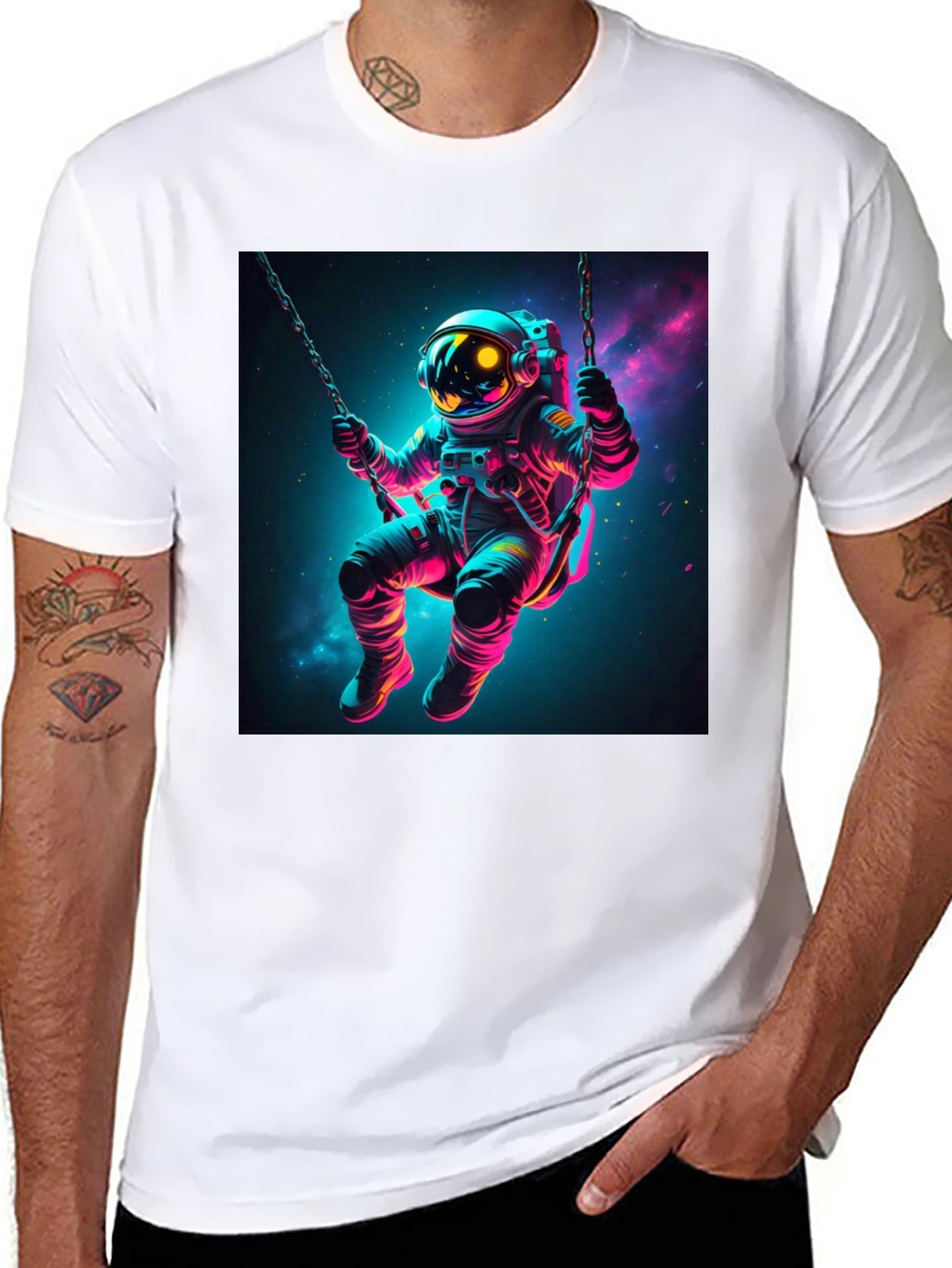 Astronaut Swing T-Shirt - Space Galaxy Design
