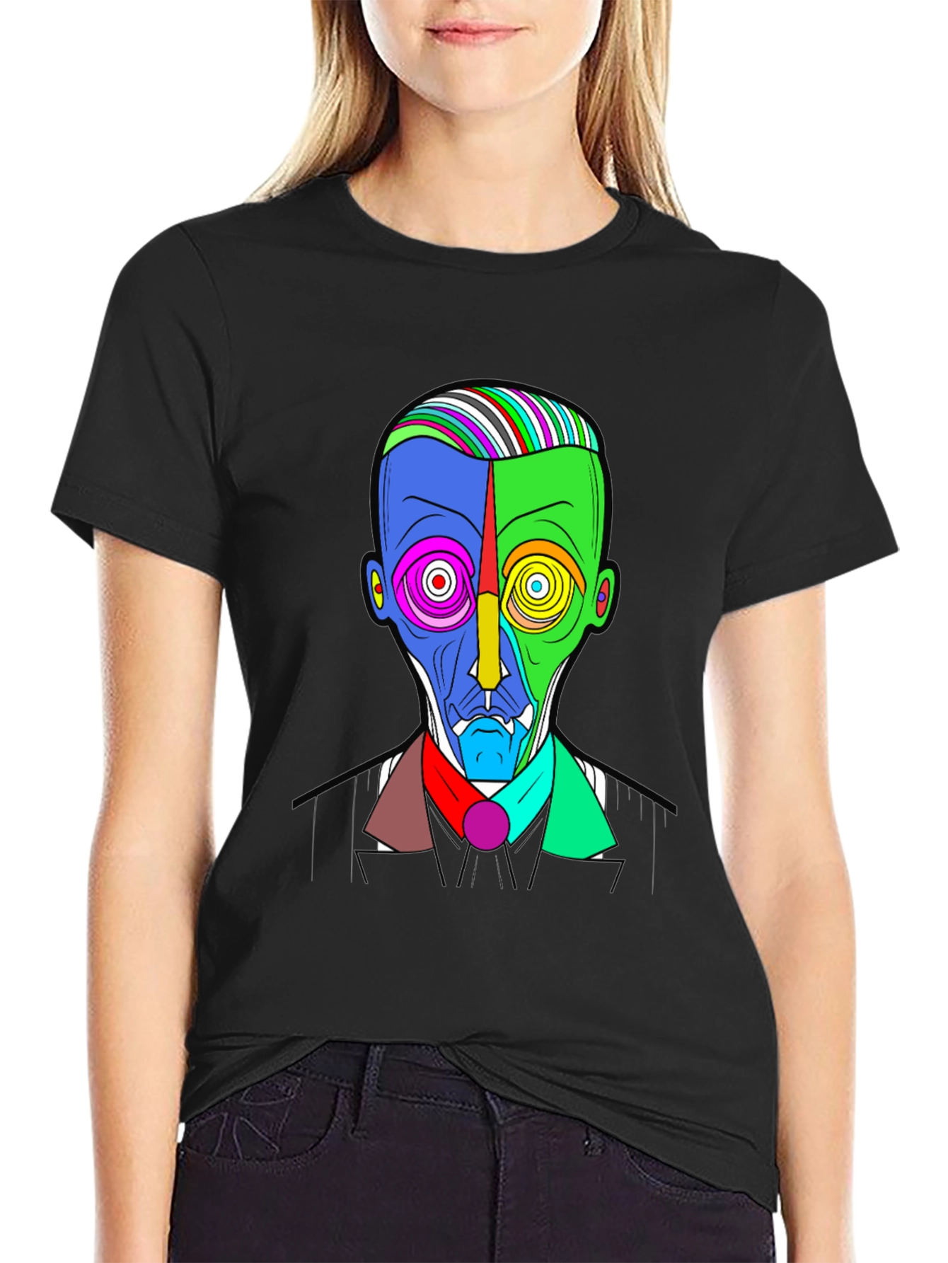 Abstract Face Graphic Print T-Shirt