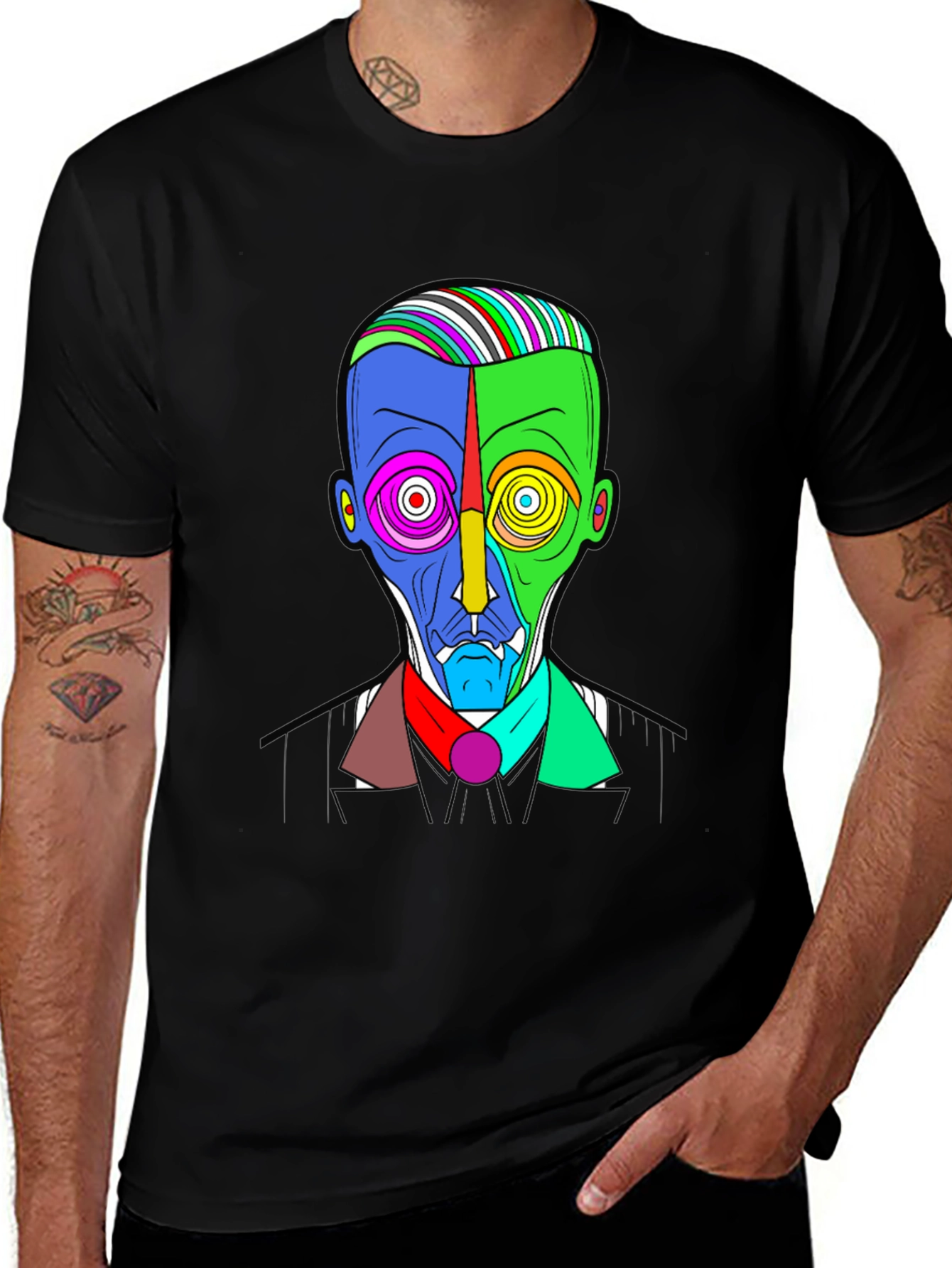 Abstract Face Graphic Print T-Shirt