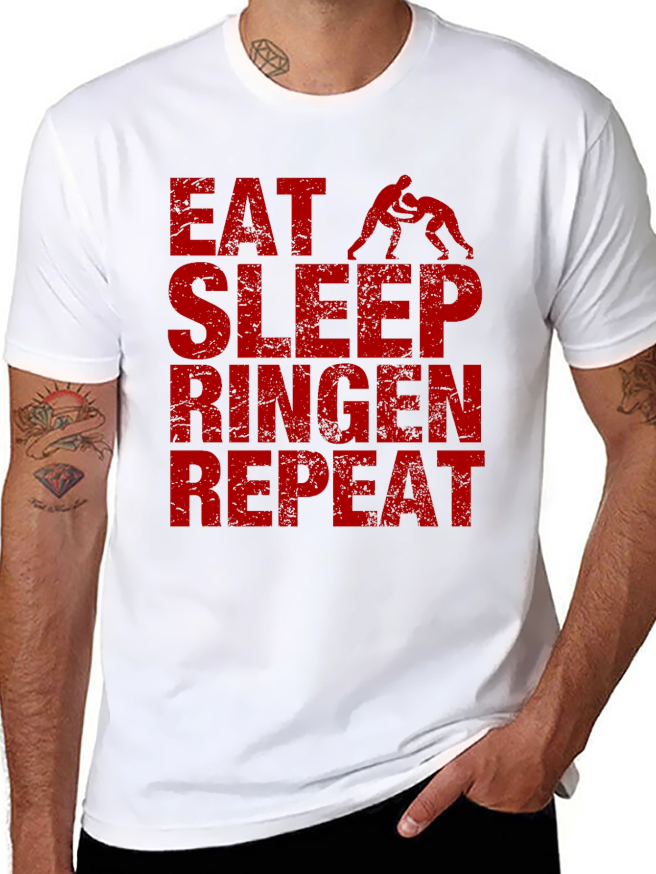 Eat Sleep Ringen Repeat Black T-Shirt