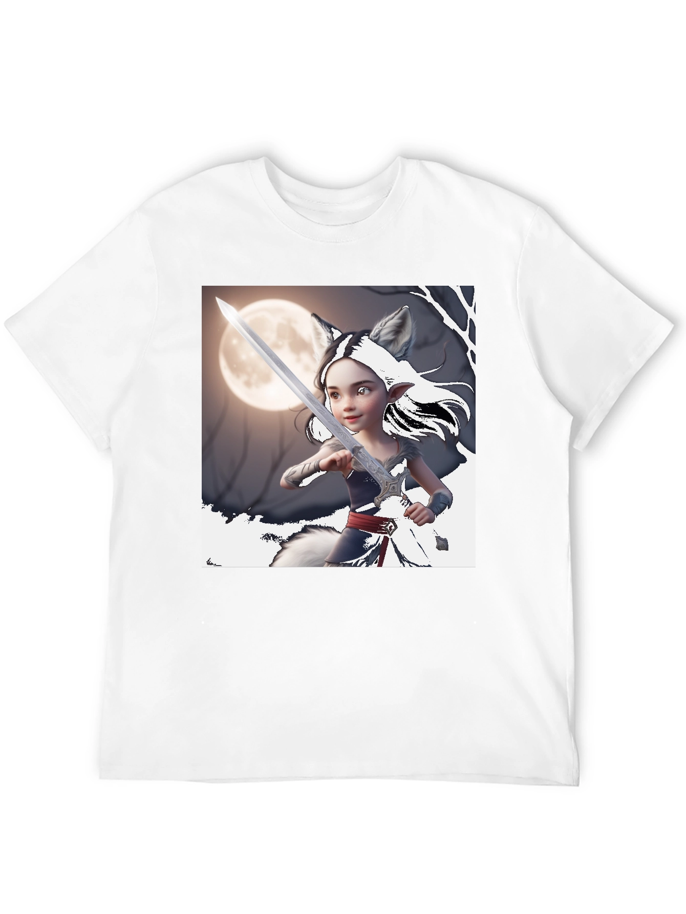 Fantasy Warrior Wolf Girl T-Shirt