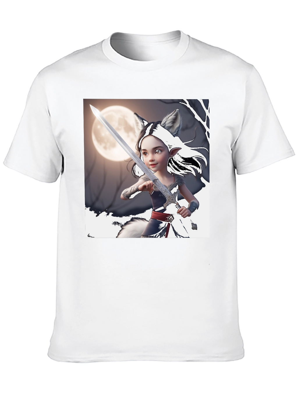 Fantasy Warrior Wolf Girl T-Shirt