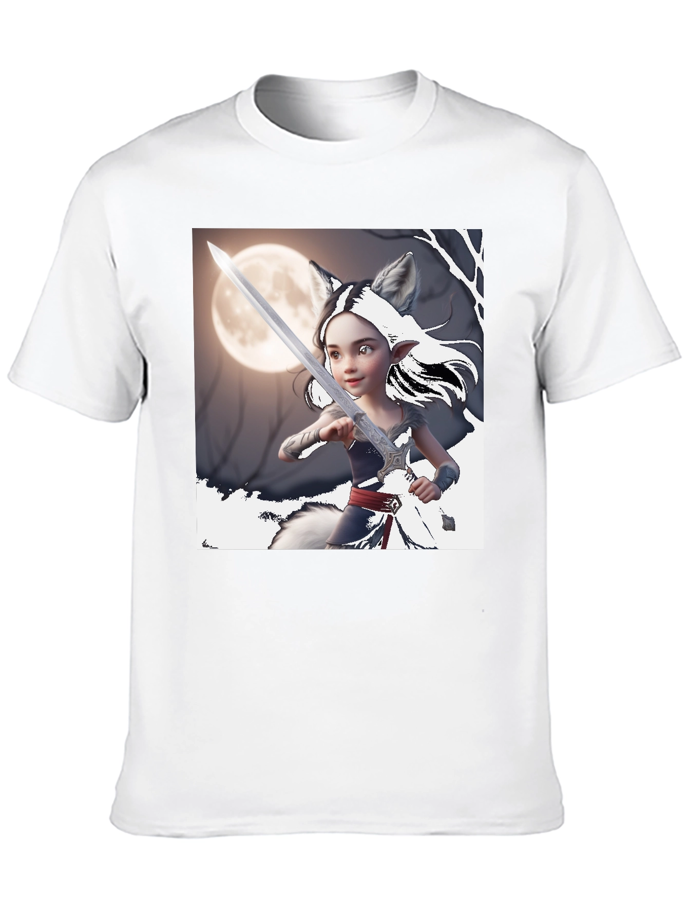 Fantasy Warrior Wolf Girl T-Shirt