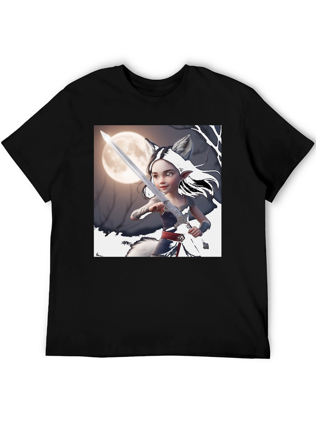 Fantasy Warrior Wolf Girl T-Shirt