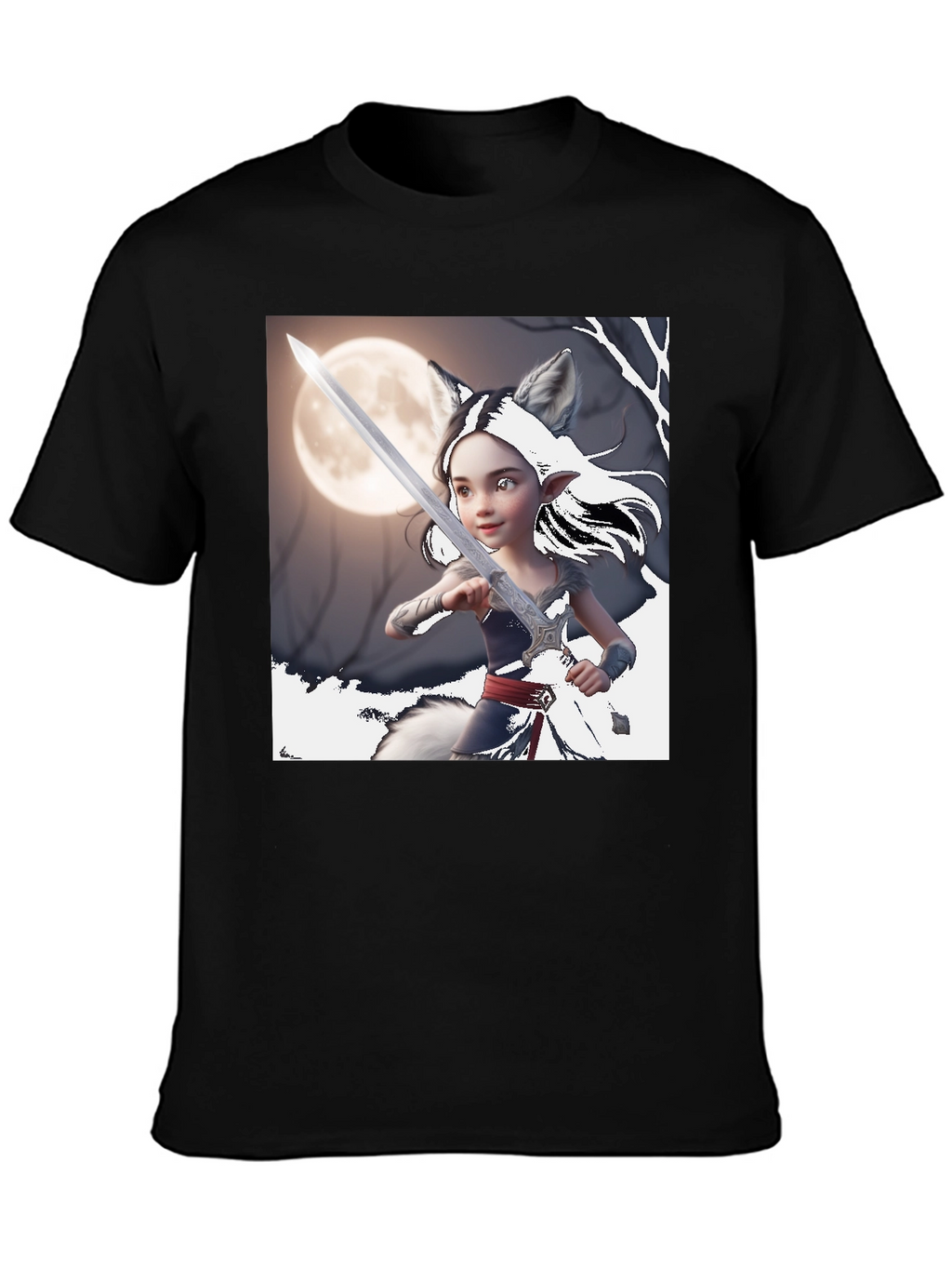 Fantasy Warrior Wolf Girl T-Shirt