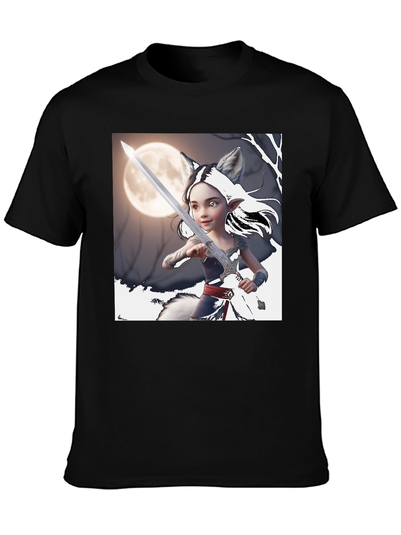 Fantasy Warrior Wolf Girl T-Shirt
