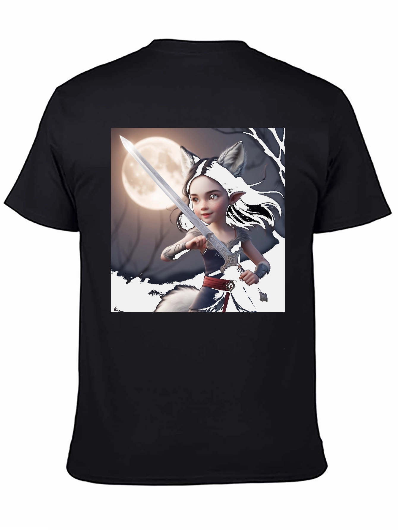 Fantasy Warrior Wolf Girl T-Shirt