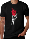 Anatomical Heart & Skeleton Hand Graphic Tee
