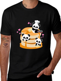 Panda Chef Pancake Stack Graphic T-Shirt