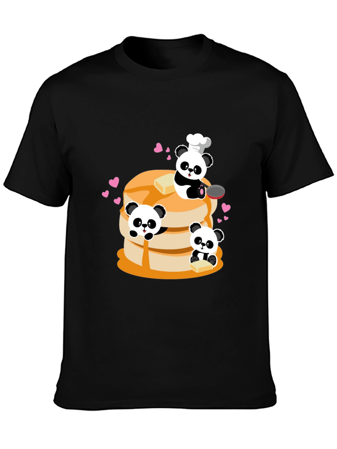 Panda Chef Pancake Stack Graphic T-Shirt