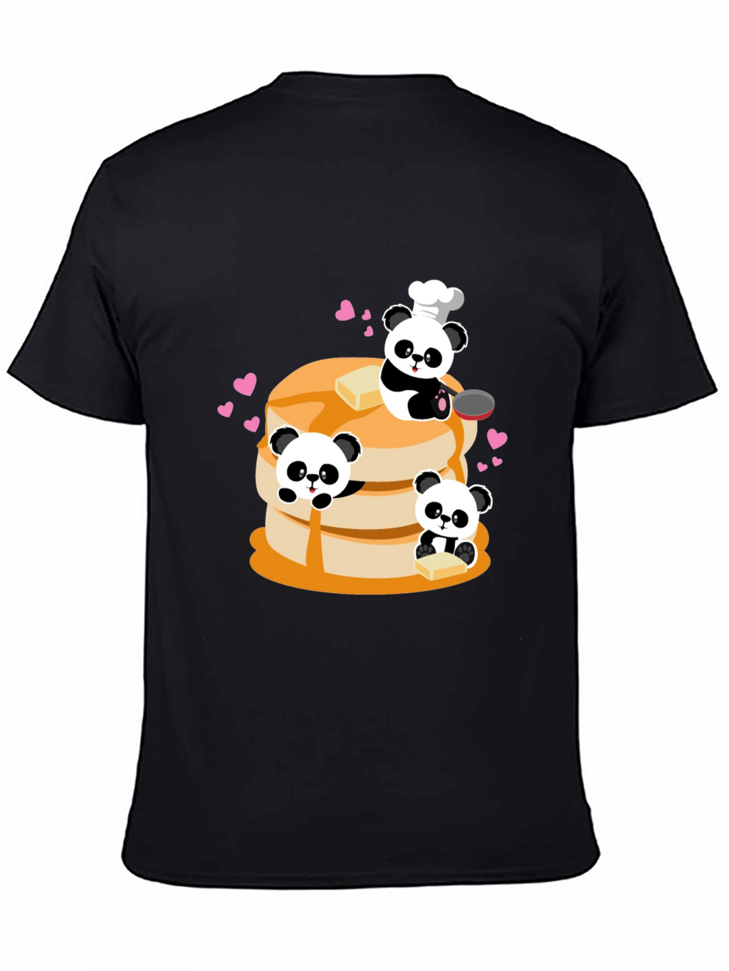 Panda Chef Pancake Stack Graphic T-Shirt