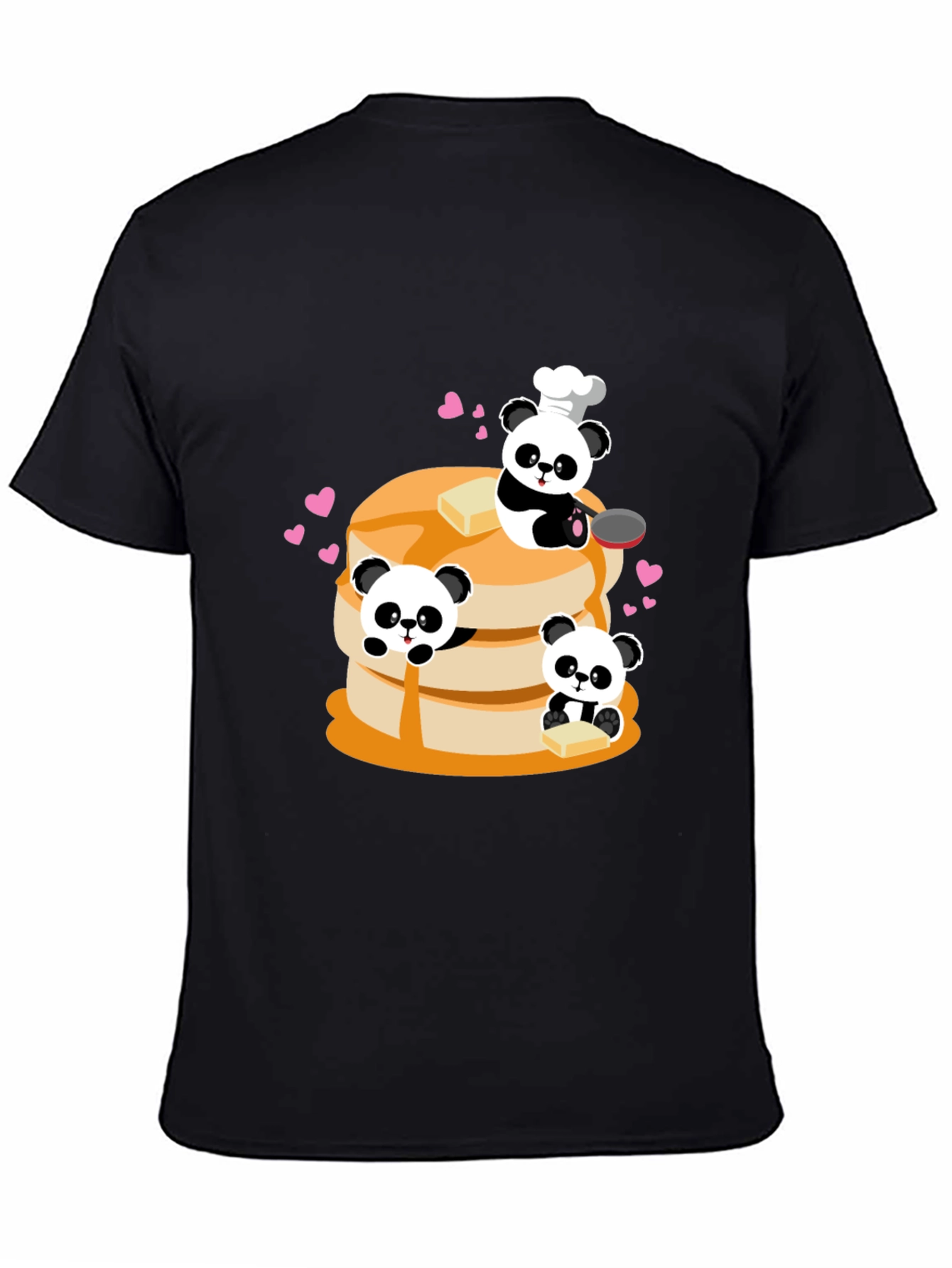 Panda Chef Pancake Stack Graphic T-Shirt
