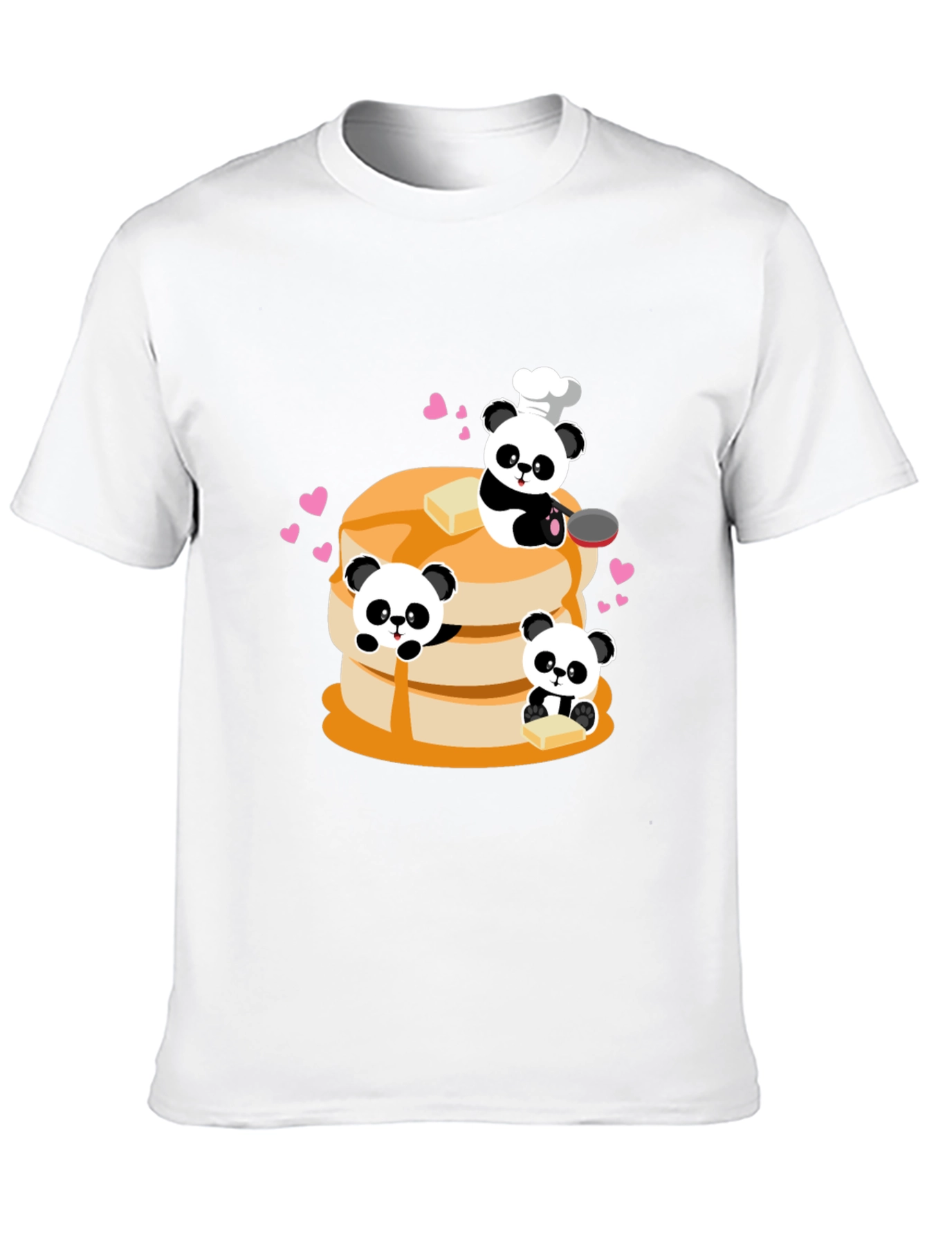Panda Chef Pancake Stack Graphic T-Shirt