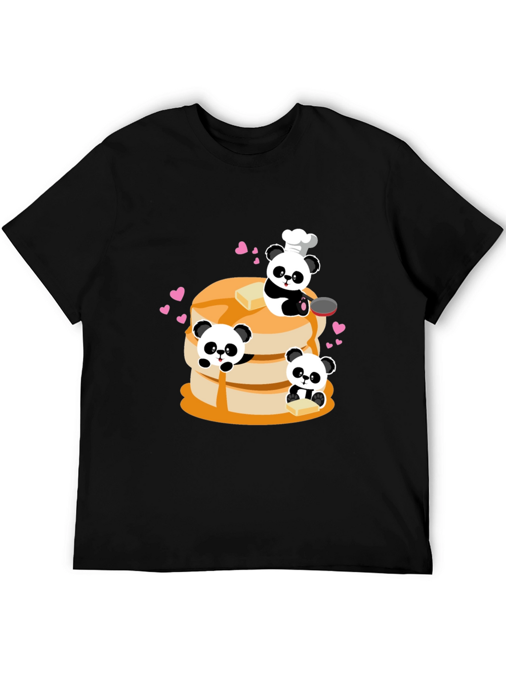 Panda Chef Pancake Stack Graphic T-Shirt