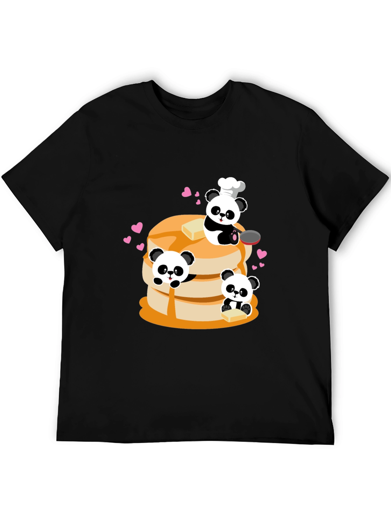 Panda Chef Pancake Stack Graphic T-Shirt