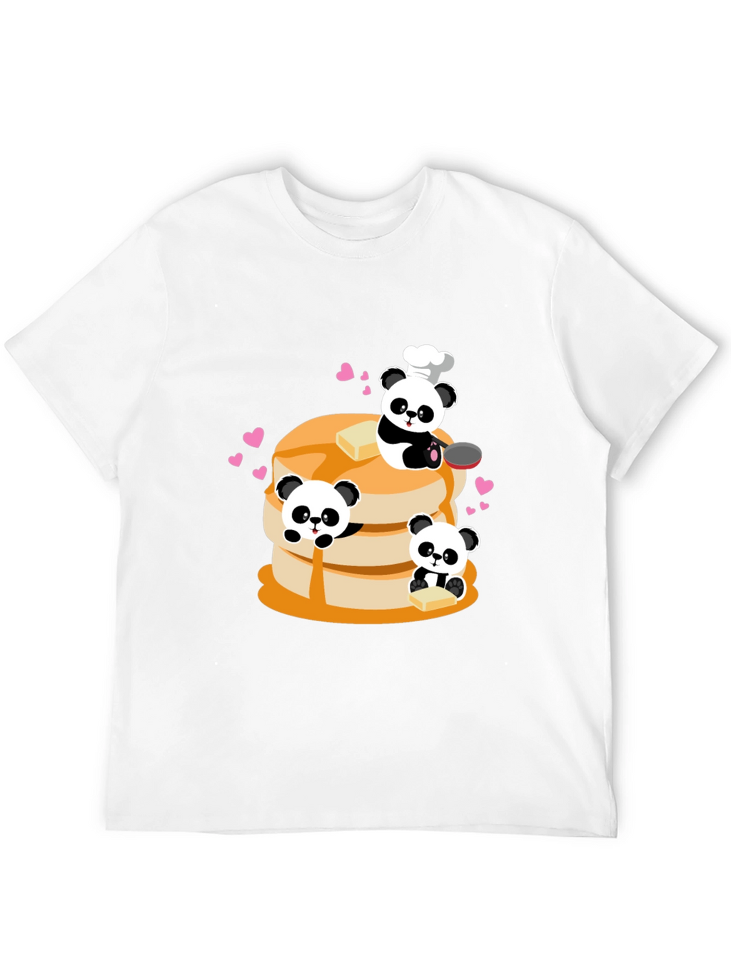 Panda Chef Pancake Stack Graphic T-Shirt