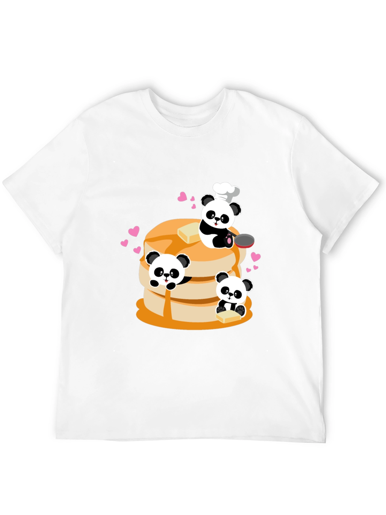 Panda Chef Pancake Stack Graphic T-Shirt