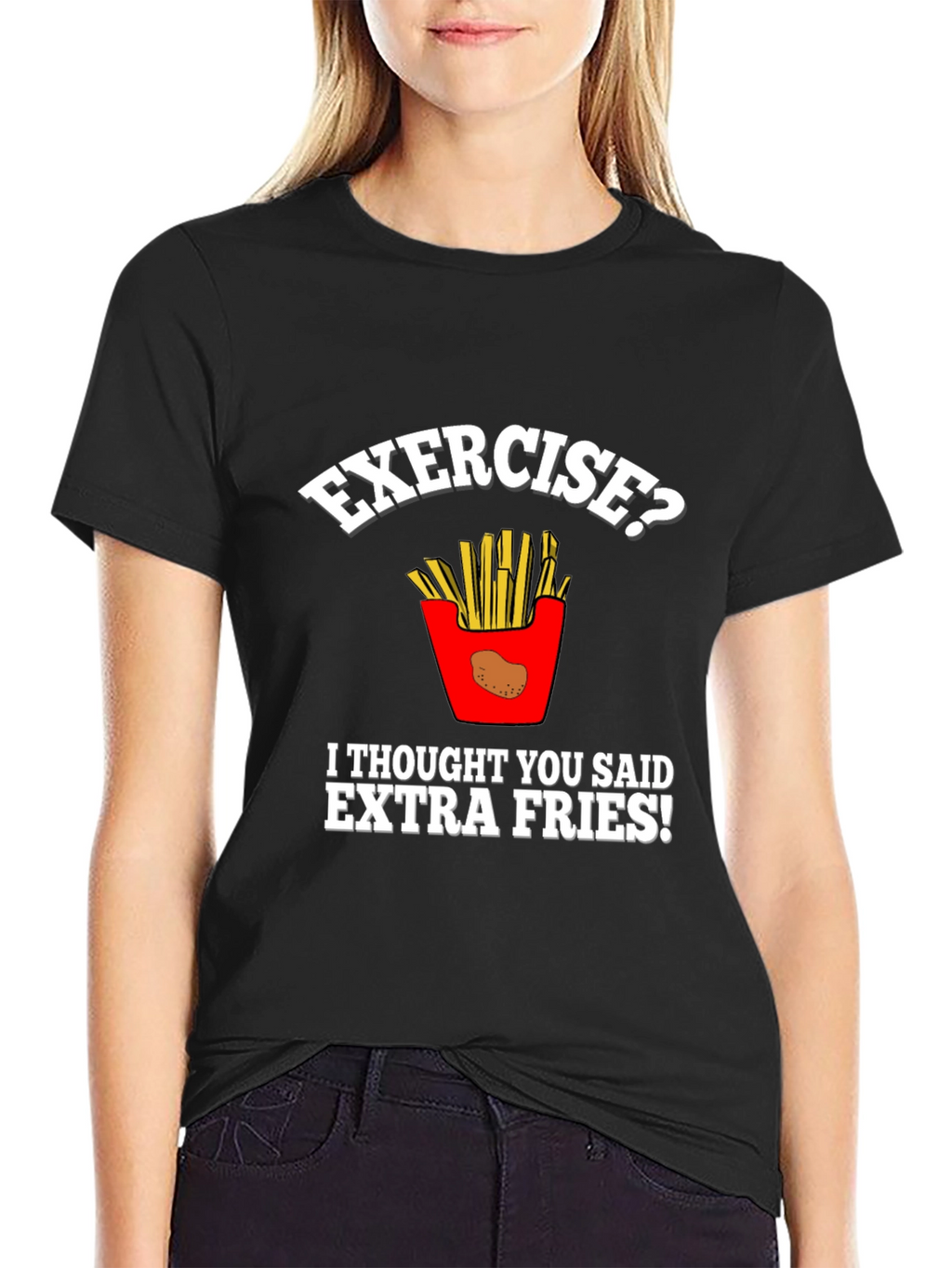 Funny Exercise Extra Fries Graphic T-Shirt