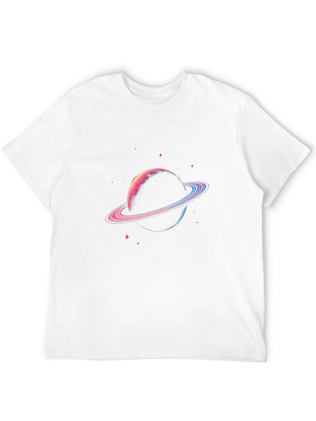 Planet Saturn Graphic T-Shirt - Black Cotton Blend