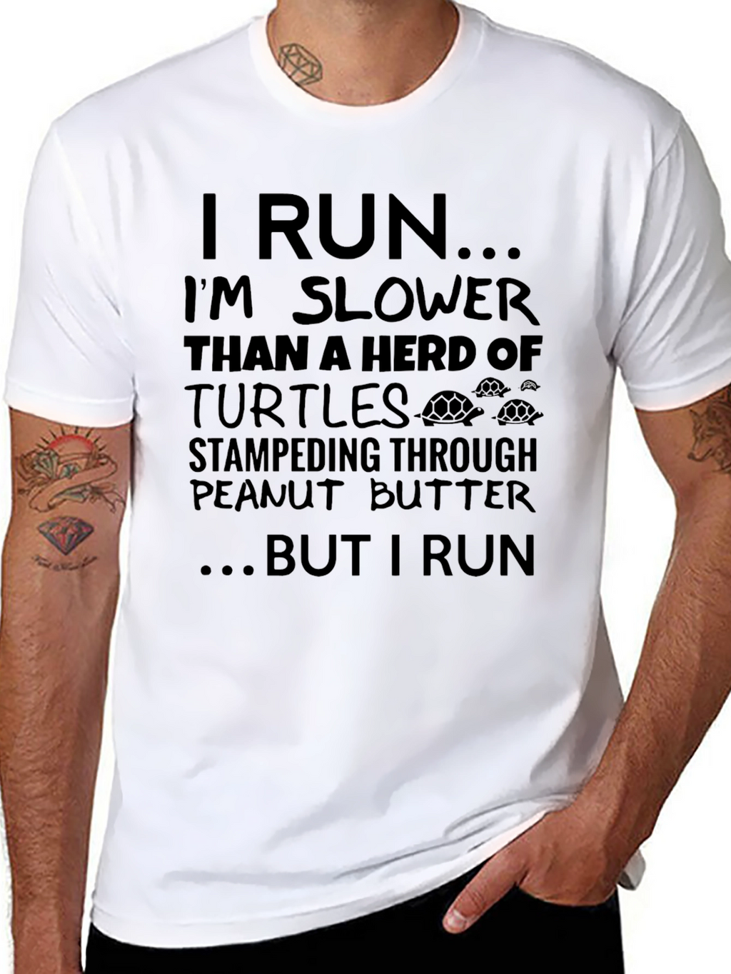 I Run Slower Than Turtles Funny Black T-Shirt