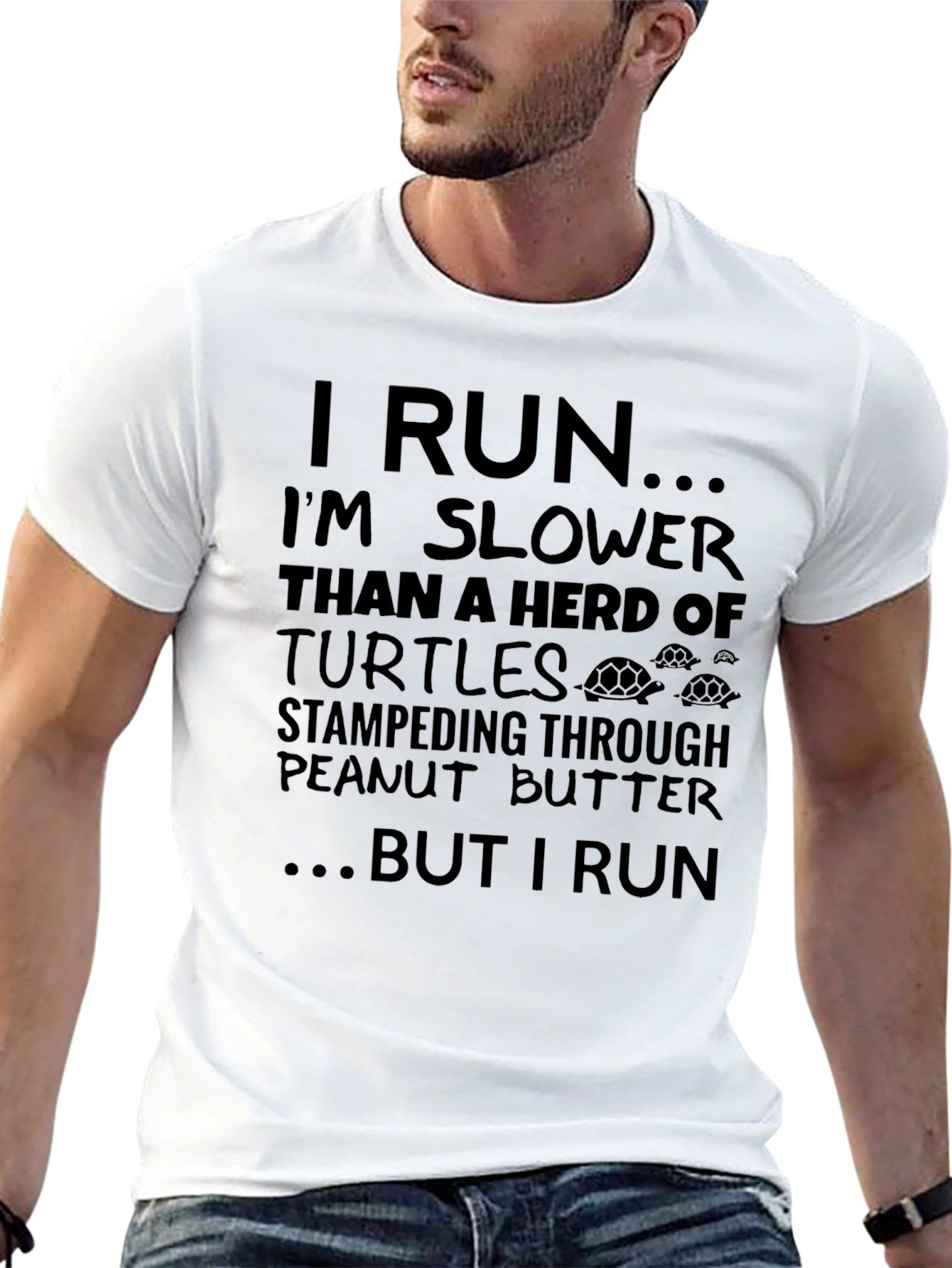I Run Slower Than Turtles Funny Black T-Shirt