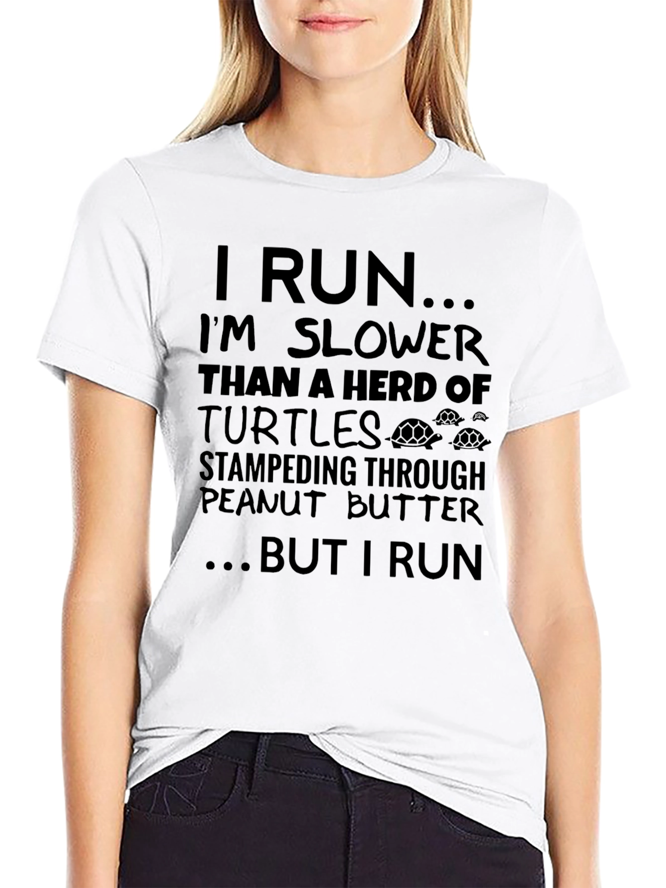 I Run Slower Than Turtles Funny Black T-Shirt