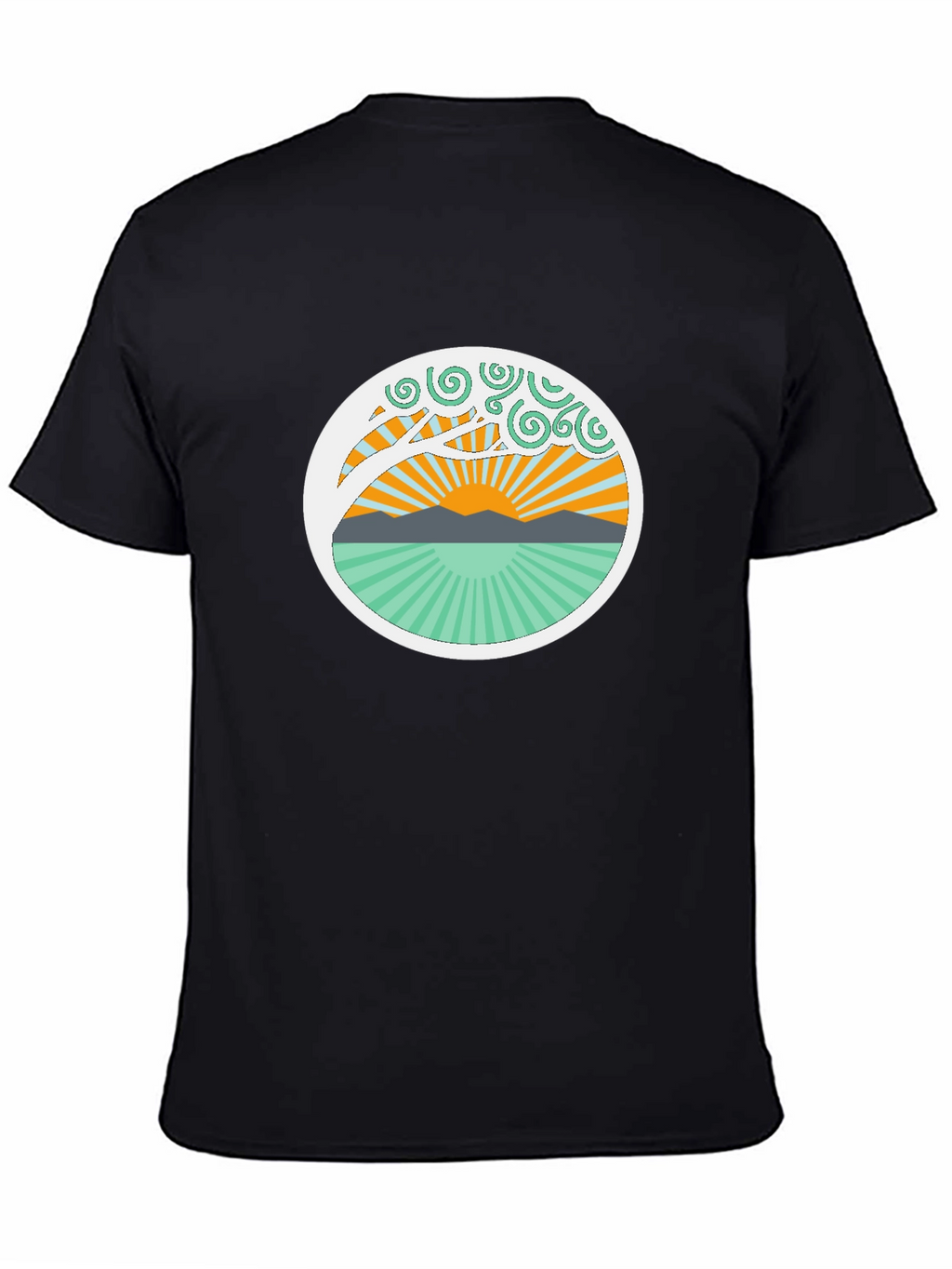 Nature Sunrise Graphic Tee - Relaxed Fit Black T-Shirt