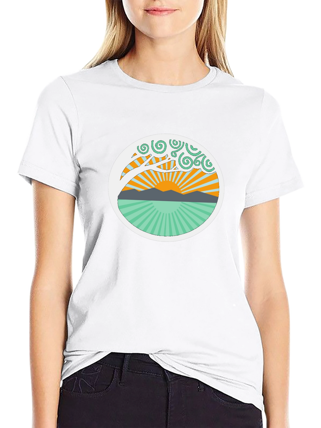 Nature Sunrise Graphic Tee - Relaxed Fit Black T-Shirt