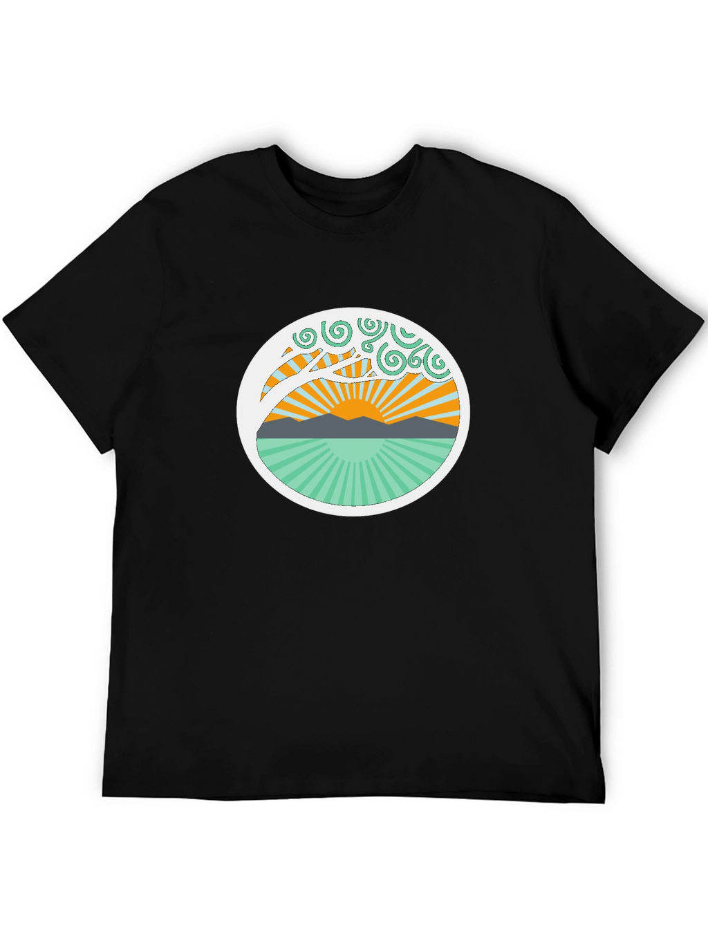 Nature Sunrise Graphic Tee - Relaxed Fit Black T-Shirt