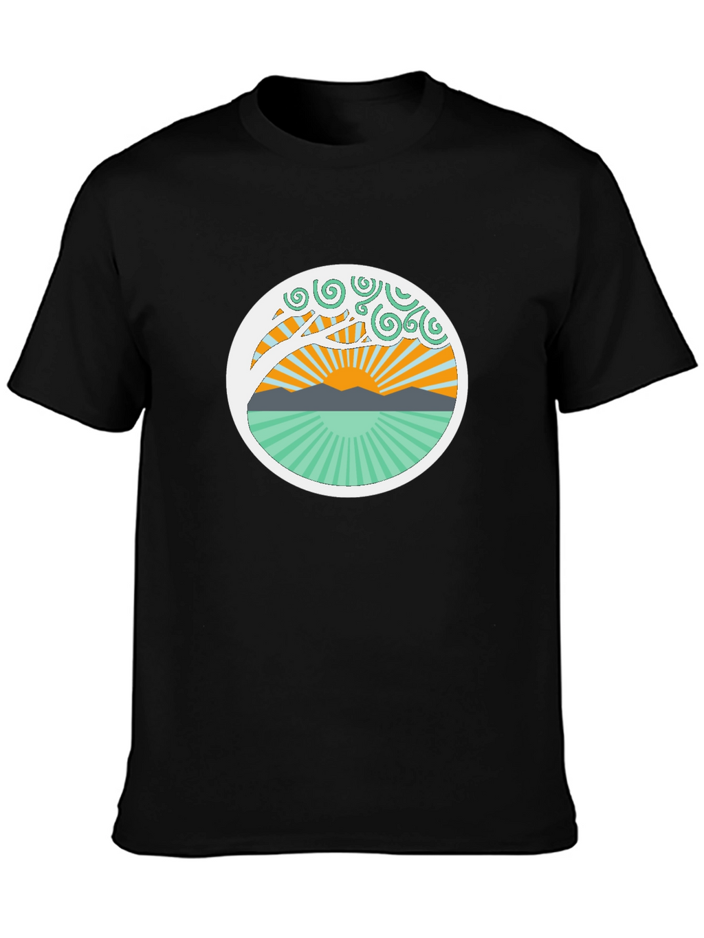 Nature Sunrise Graphic Tee - Relaxed Fit Black T-Shirt