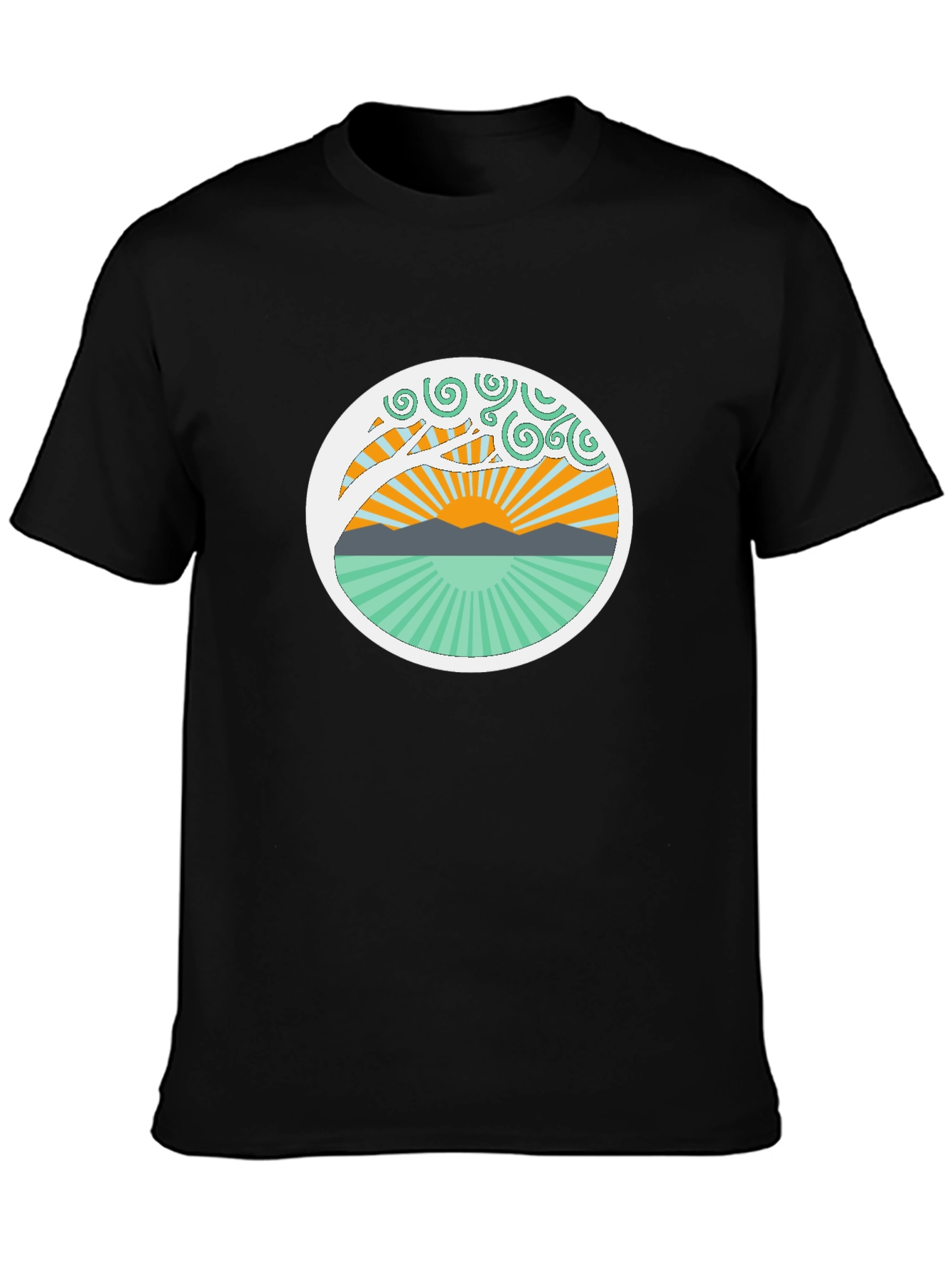 Nature Sunrise Graphic Tee - Relaxed Fit Black T-Shirt