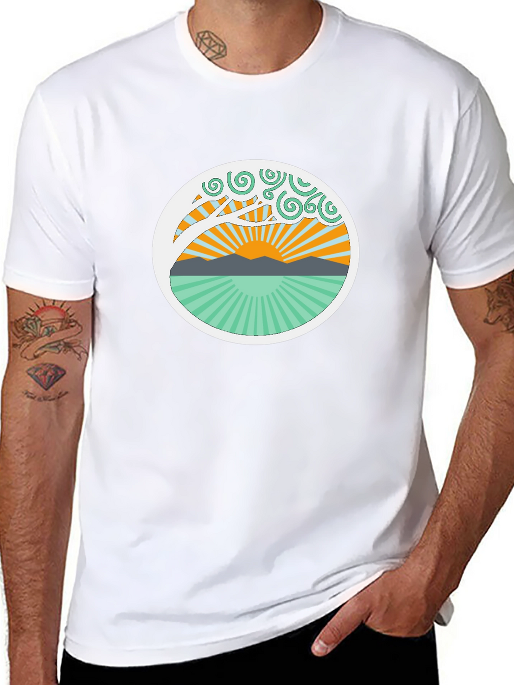 Nature Sunrise Graphic Tee - Relaxed Fit Black T-Shirt