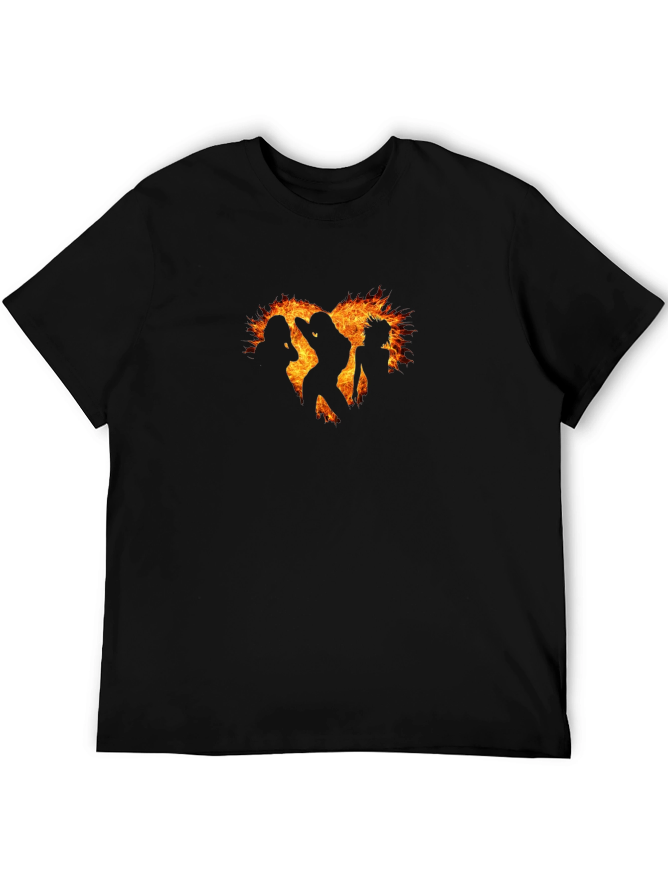 Fiery Silhouette Graphic Black T-Shirt