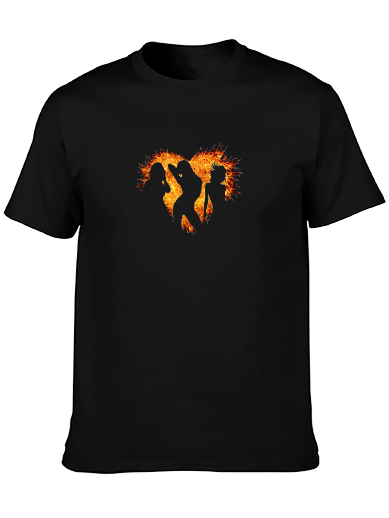 Fiery Silhouette Graphic Black T-Shirt