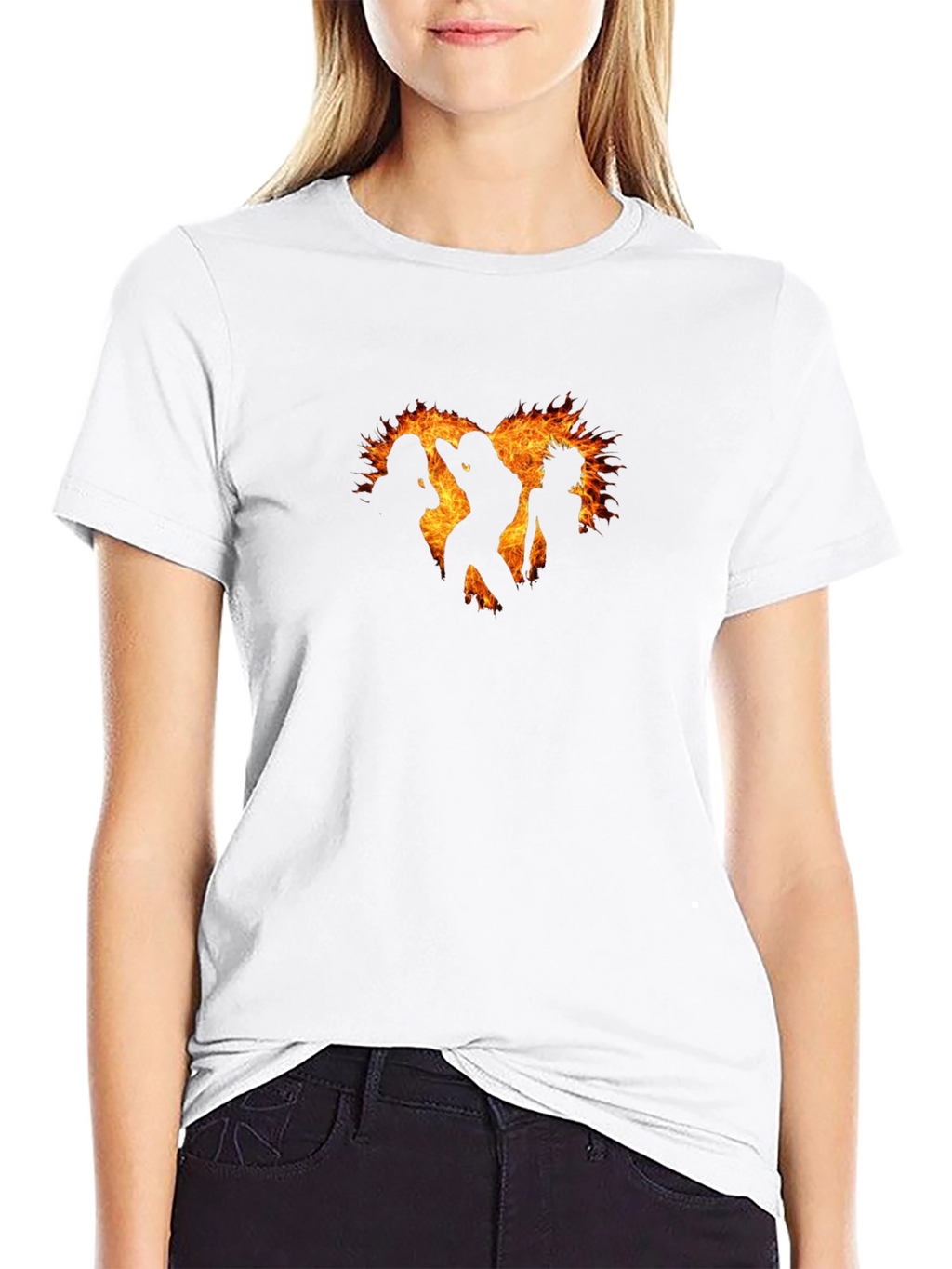 Fiery Silhouette Graphic Black T-Shirt